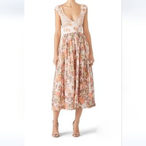 Free People Love You Midi dress, white floral print, in size medium